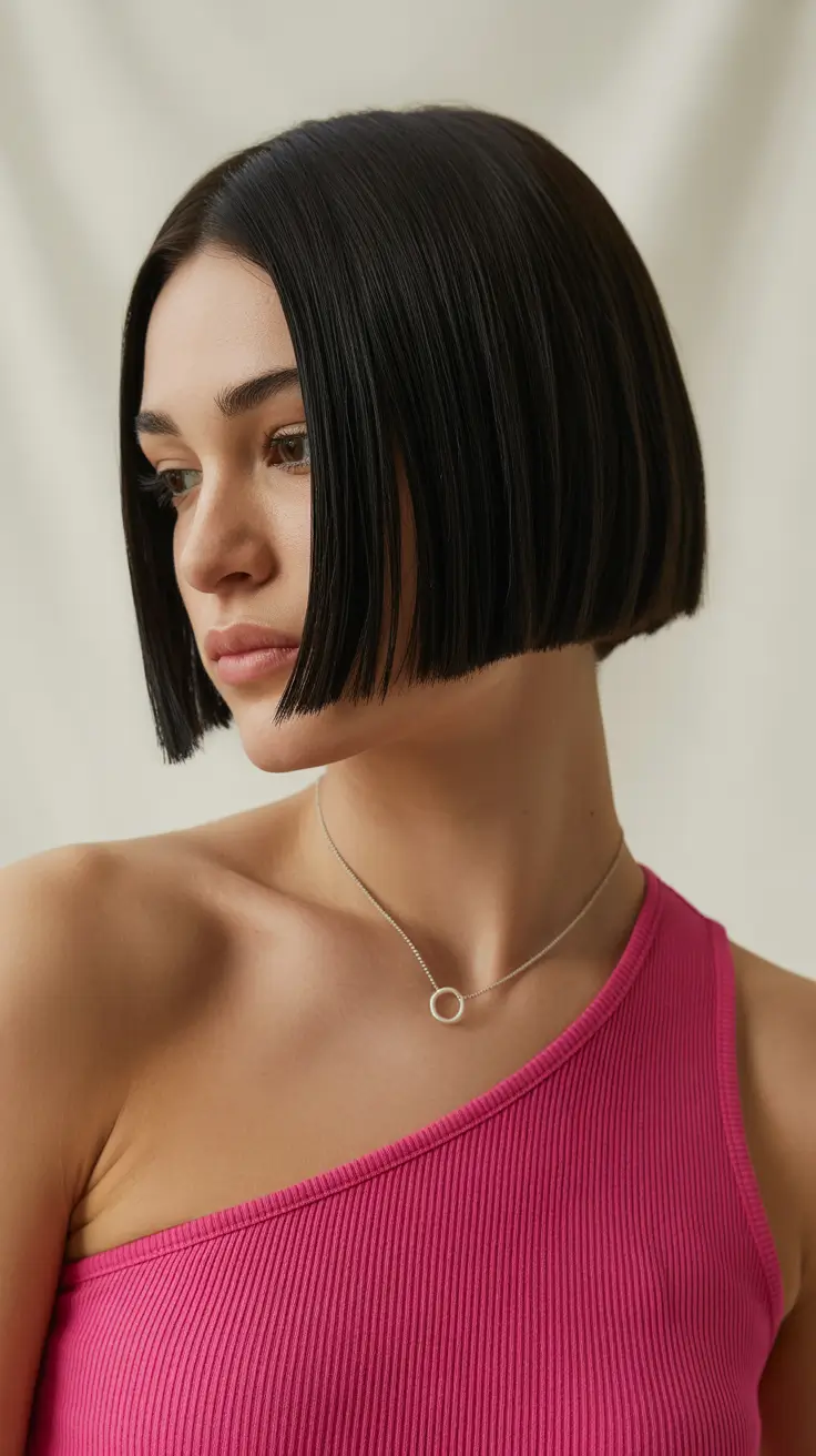 Modern bob haircut styles 2026 Micro-Structured Jet Black Bob