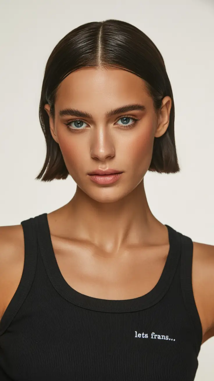 Modern bob haircut styles 2026 Edgy Cropped Bob with Wet Shine Effect