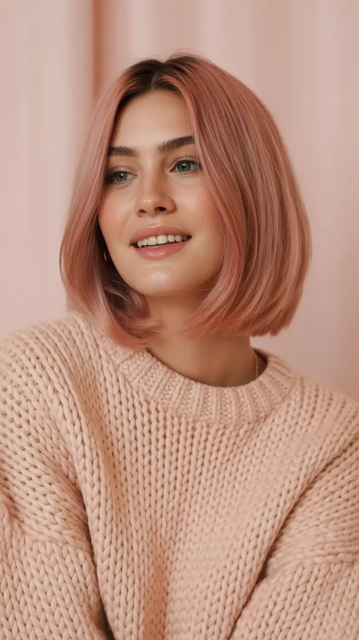 Modern hair color palette 2026 Rosy Pastel Bob