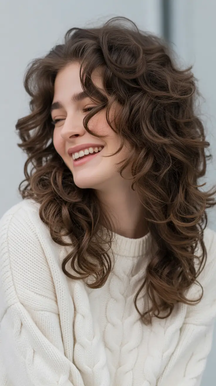 Modern hair color palette 2026 Soft Mahogany Ribbon Curls