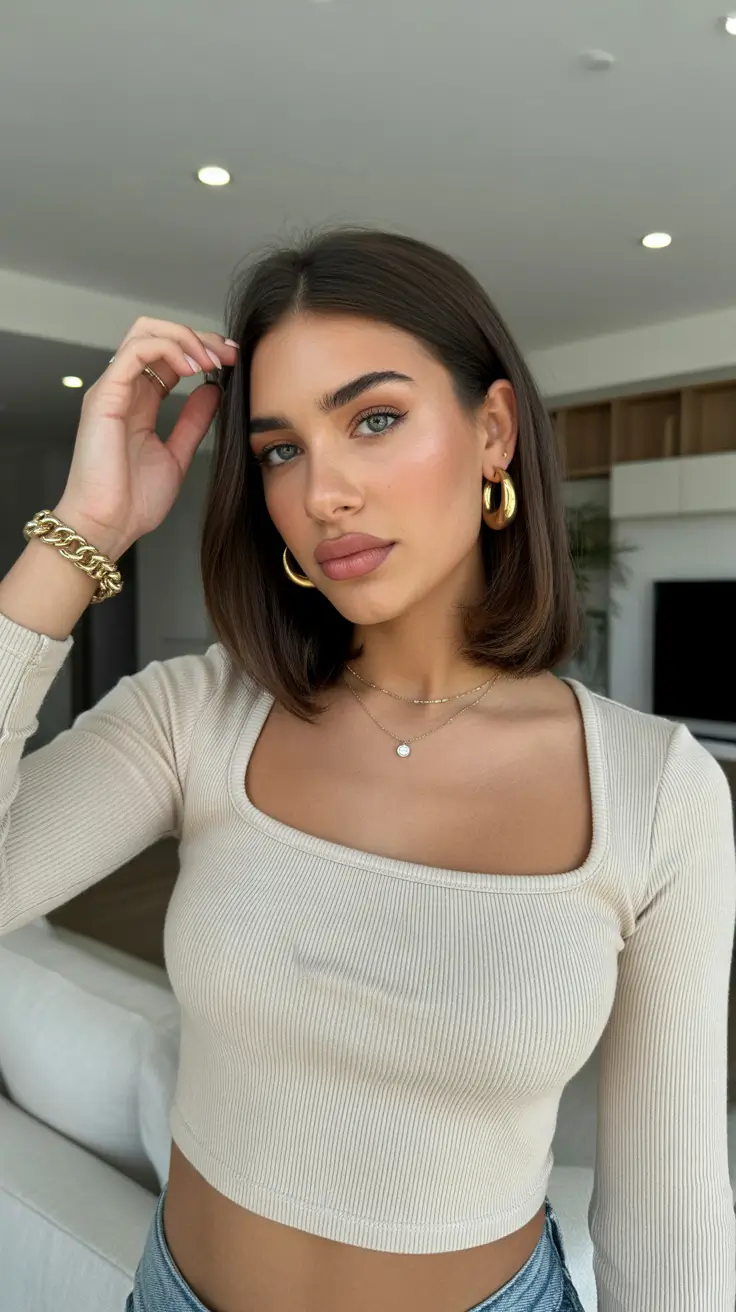 Modern hair color palette 2026 Sleek Mushroom Brown Contour