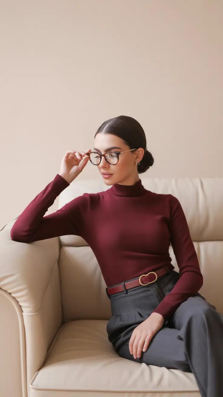 Office outfits for women for work 2026 Wine Red Focus