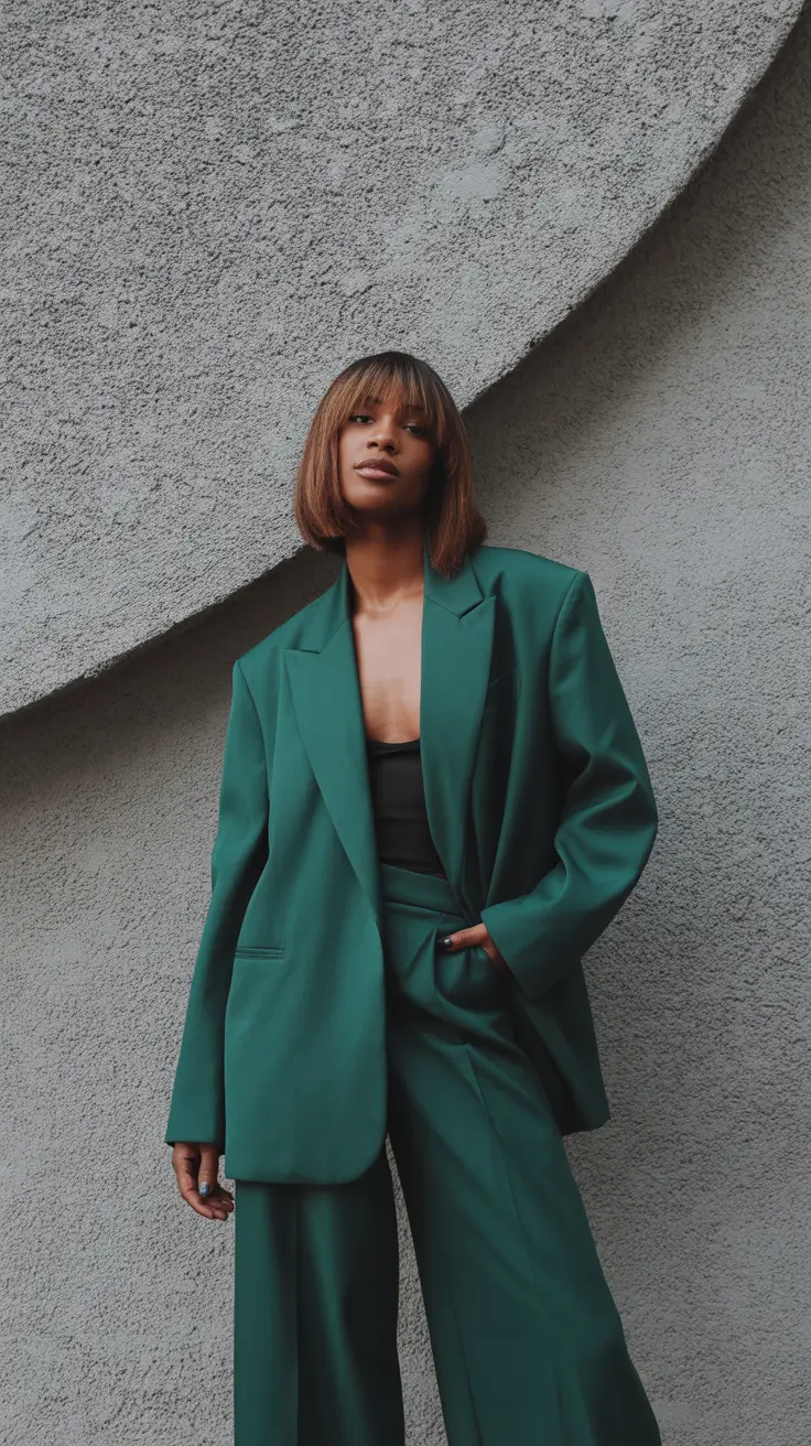 Outfit ideas for Black women 2026 Emerald Suit Confidence