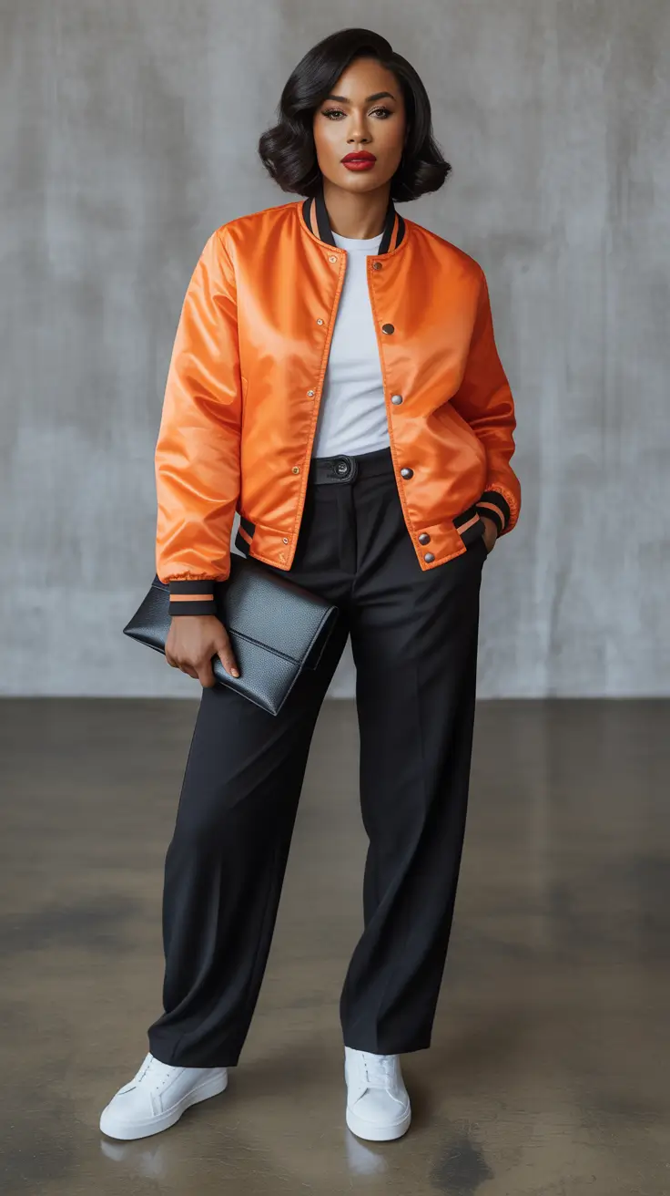 Outfit ideas for Black women 2026 Bright Bomber Energy