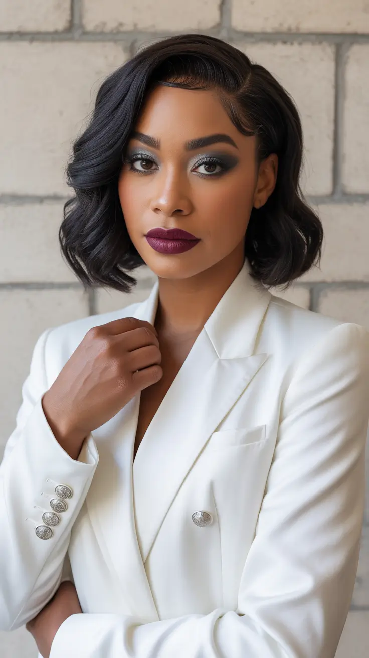 Outfit ideas for Black women 2026 White Suit Bold Statement