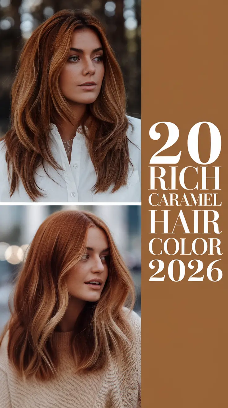 Rich Caramel Hair Color 2026: Honey Golden Balayage & Modern Caramel Hair Ideas