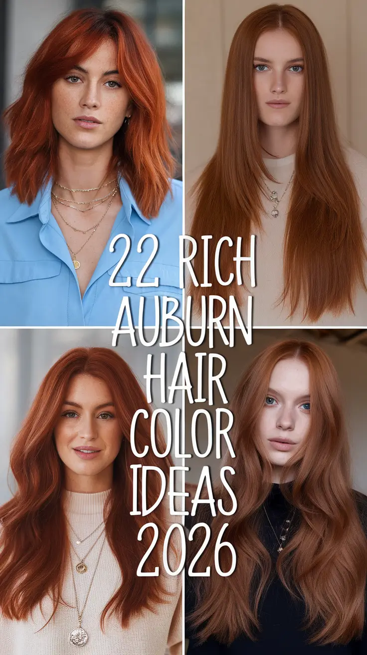 Rich Auburn Hair Color Ideas 2026: Warm, Soft & Natural Shades to Try This Year