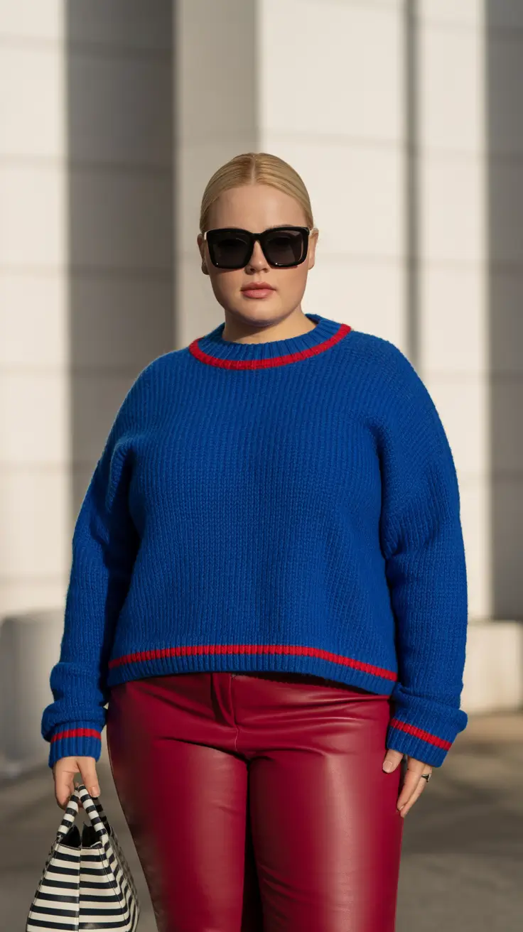 plus-size-outfits-for-women-2026 Color-Block Cool