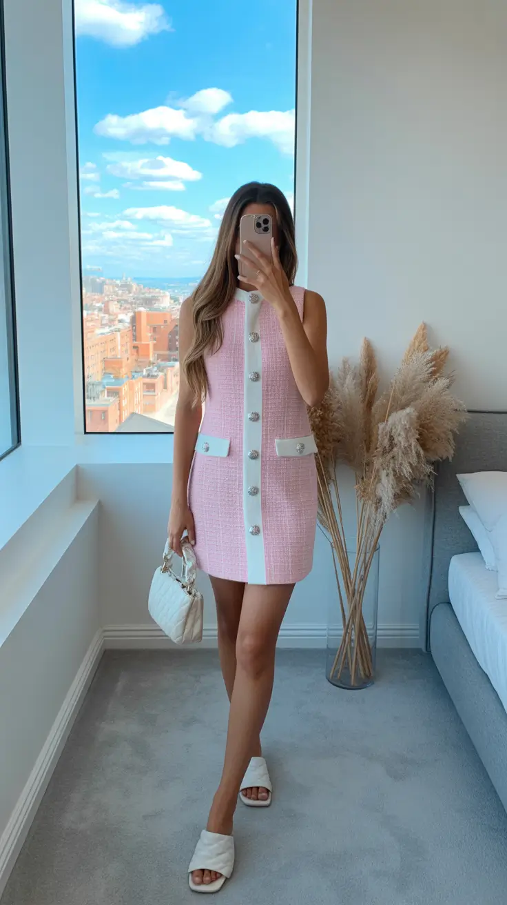 Preppy outfit ideas 2026 Pink Tweed Charm