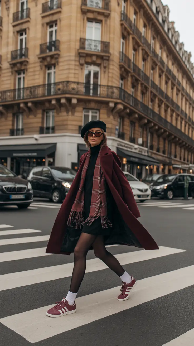 Preppy outfit ideas 2026 Wine & Plaid