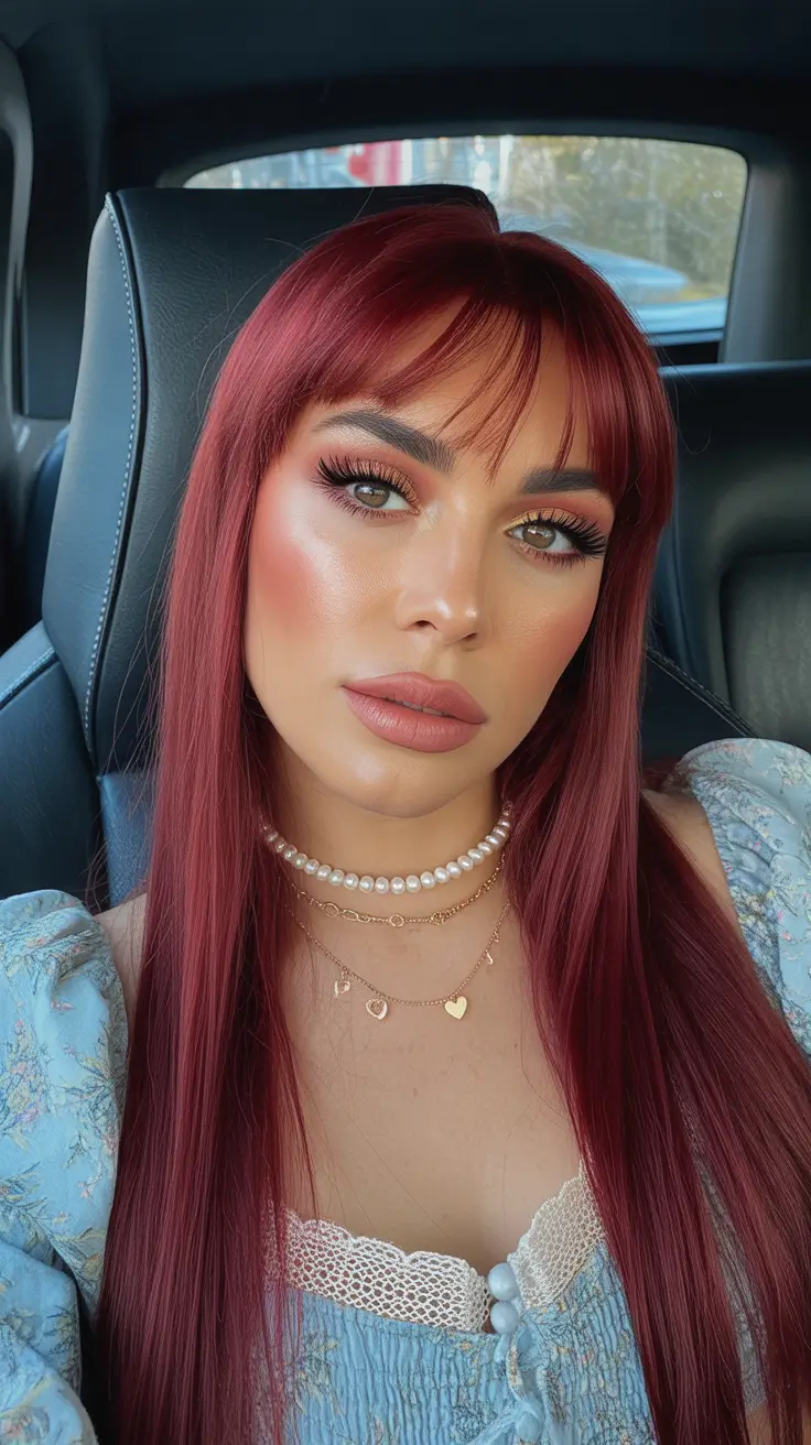 Red hair colors 2026 Cranberry Satin Fringe