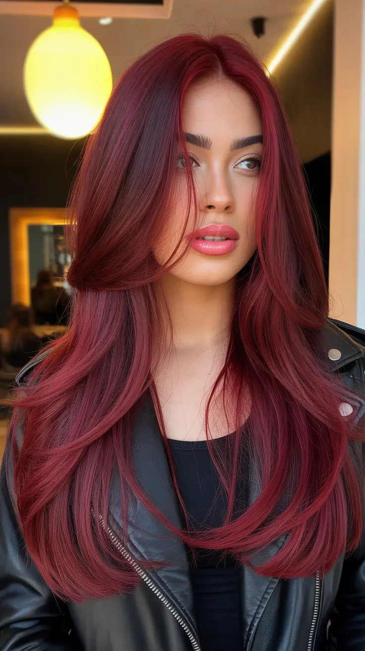 Red hair colors 2026 Ruby Noir Layers
