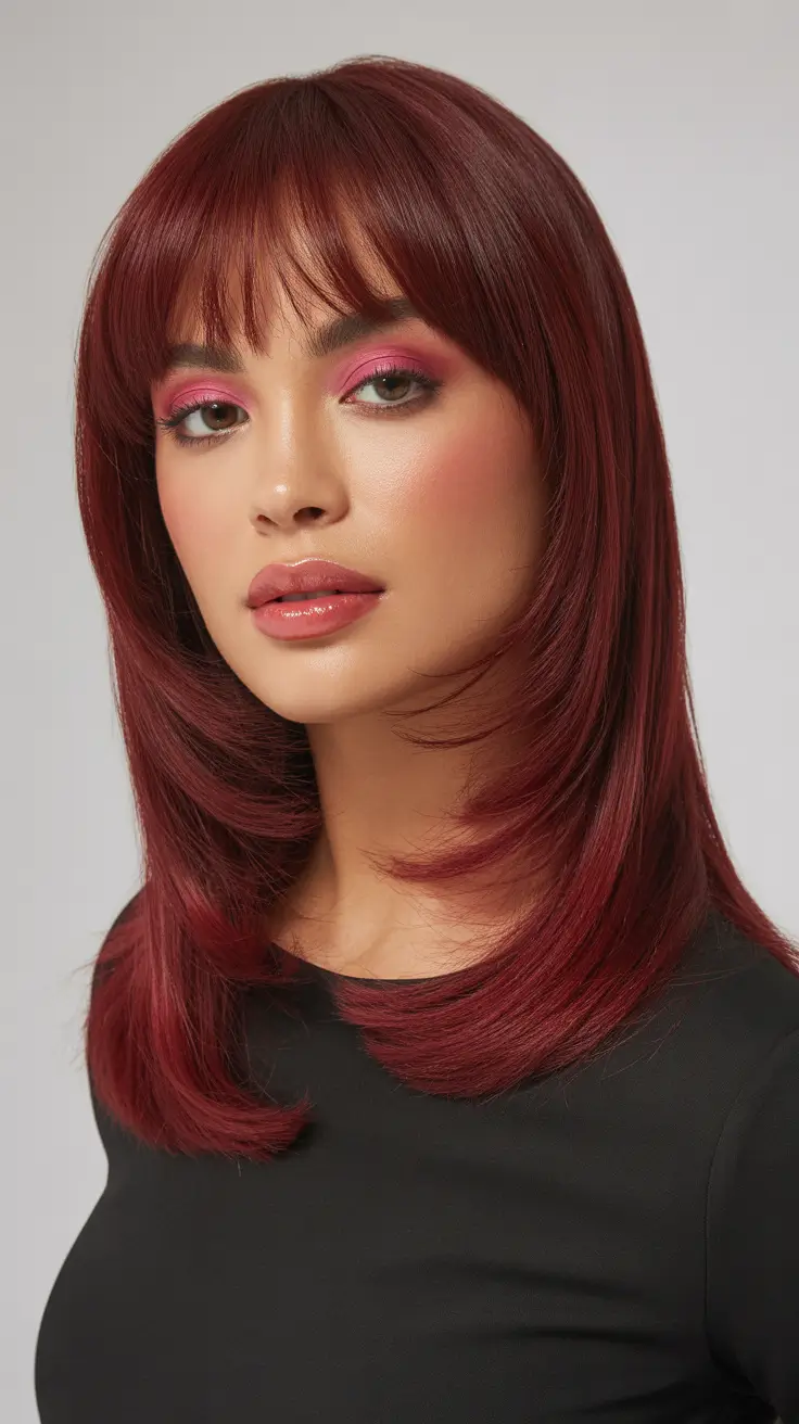 Red hair colors 2026 Dark Cherry Shag