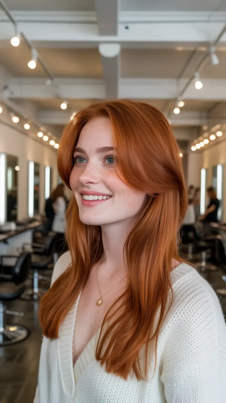 Rich auburn hair color ideas 2026 Light Copper Melt