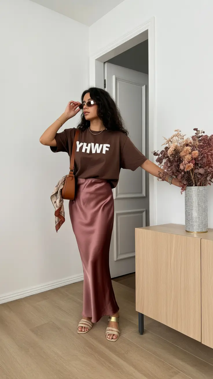 skirt outfits for women 2026 Chocolate Satin Cool