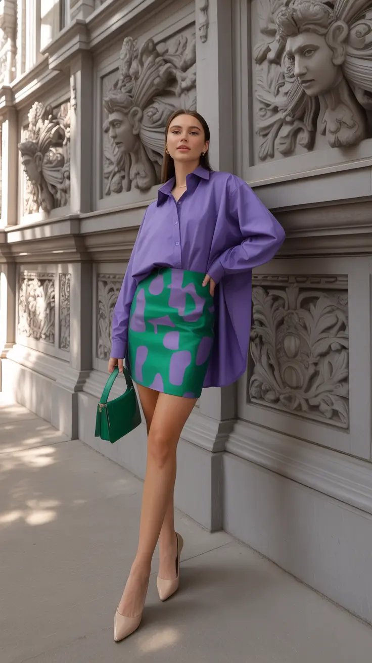 skirt outfits for women 2026 Playful Pattern Clash
