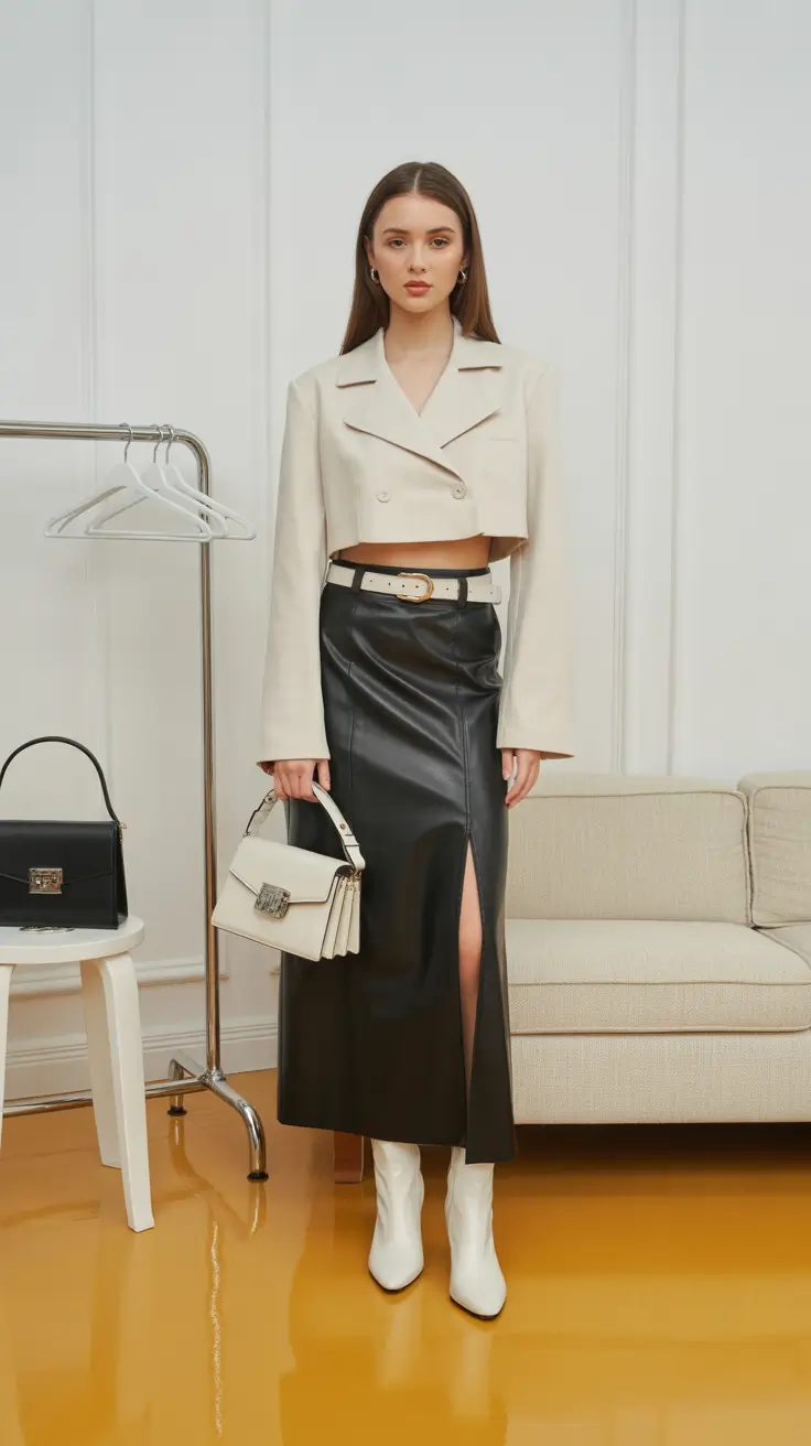 skirt outfits for women 2026 Modern Monochrome Power