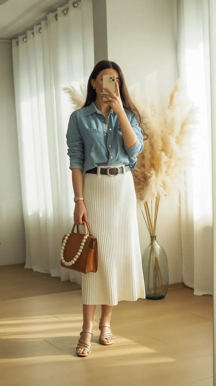 skirt outfits for women 2026 Effortless Denim Elegance