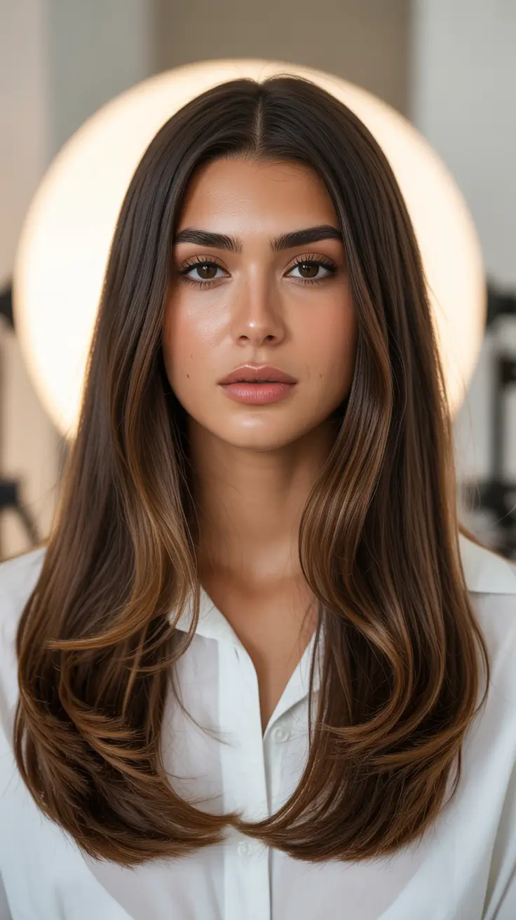 Soft hair color ideas to look younger 2026 Classic Chestnut Gloss