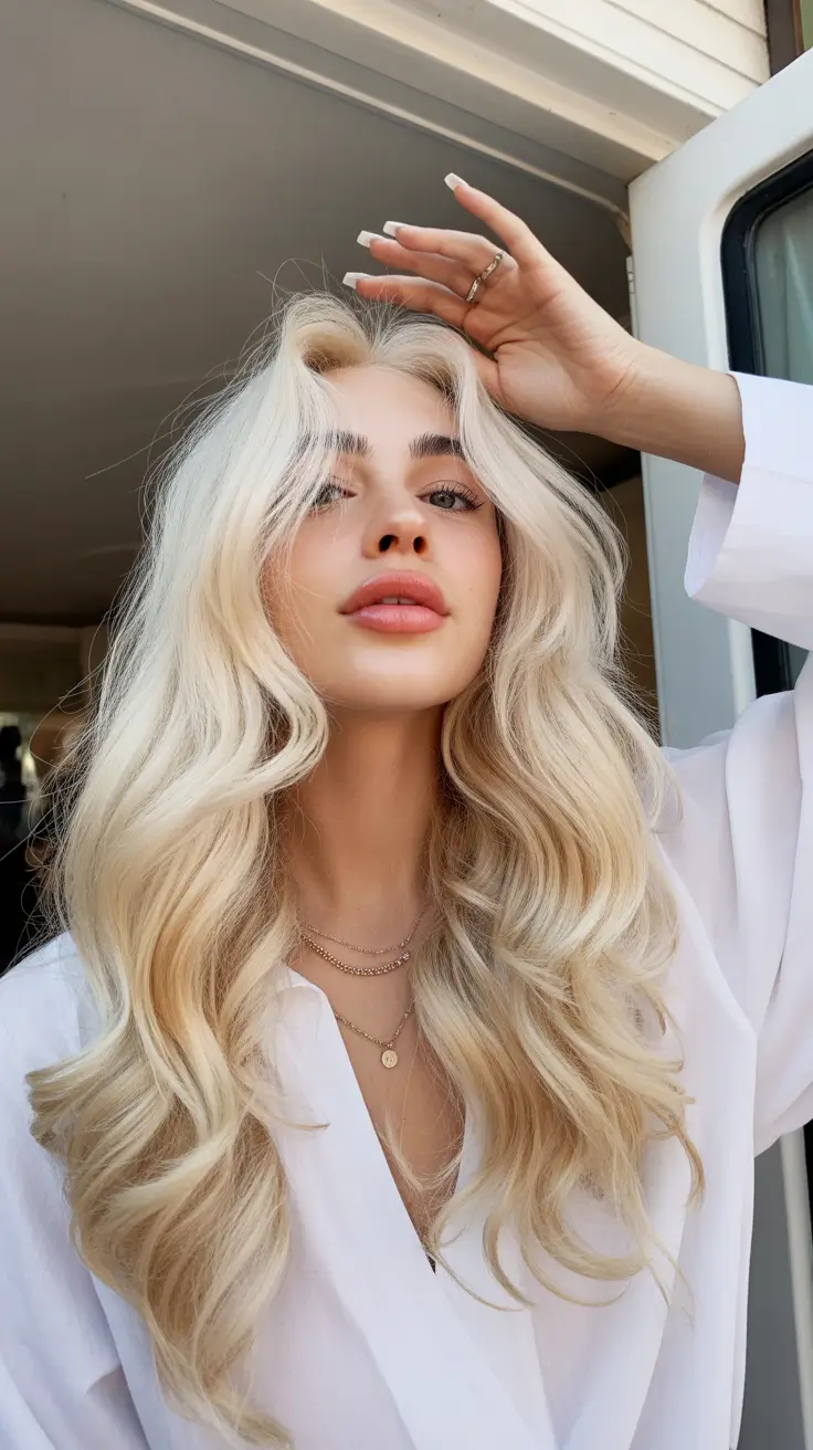 Soft hair color ideas to look younger 2026 Buttery Champagne Blonde Waves