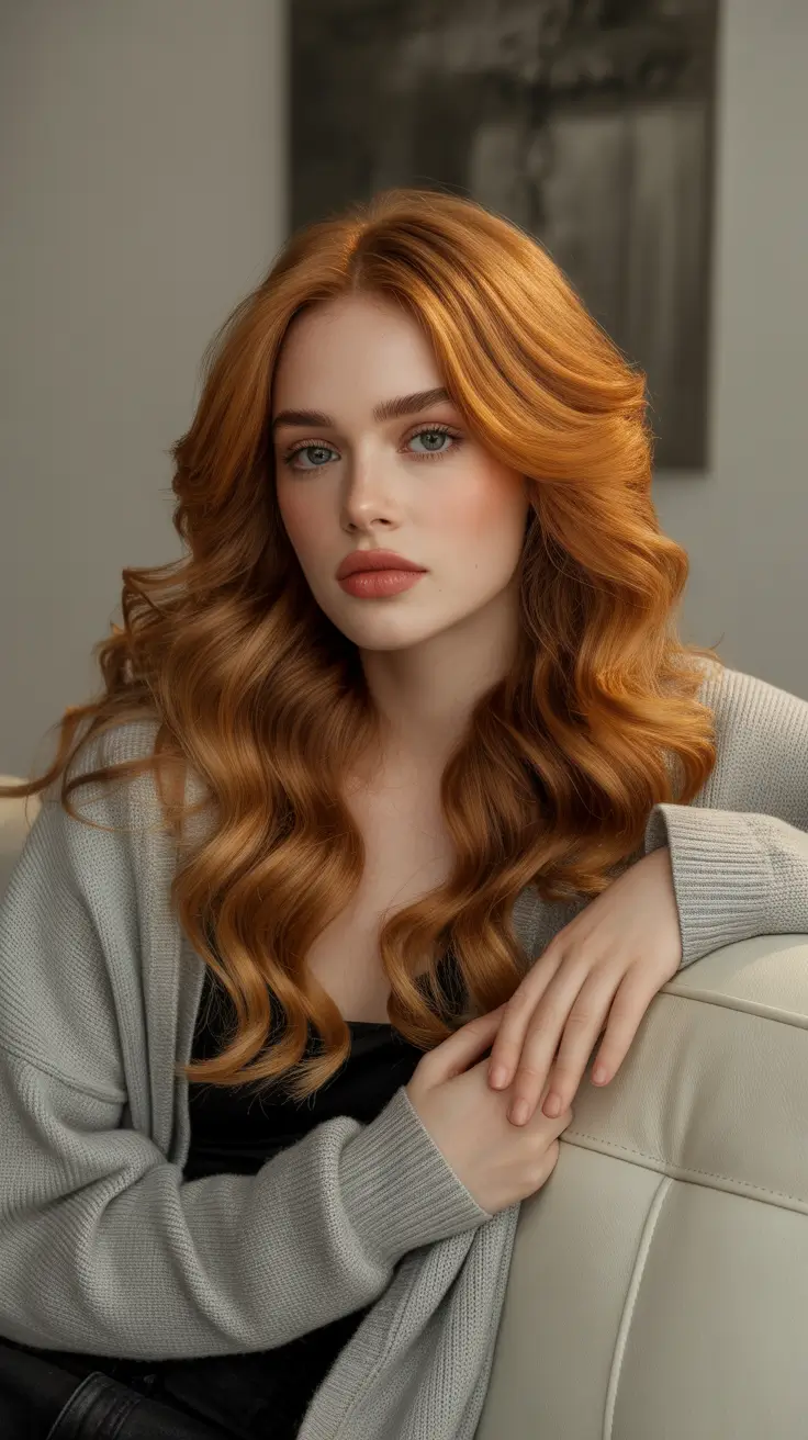 Soft hair color ideas to look younger 2026 Golden Apricot Curls