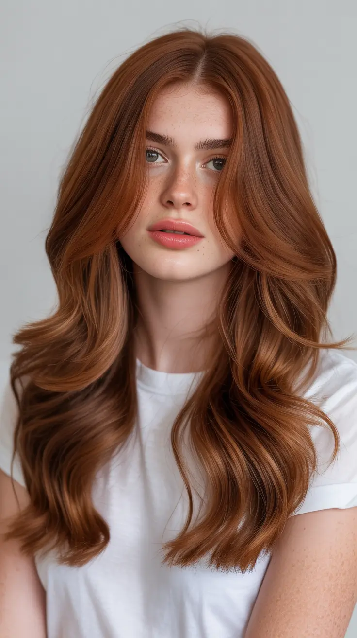 Soft hair color ideas to look younger 2026 Warm Cinnamon Auburn Glow