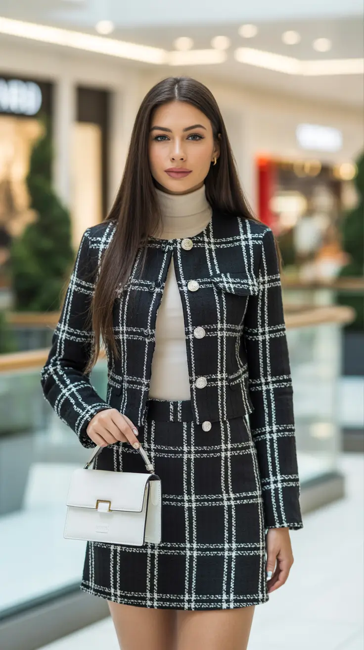 Stylish first date outfits 2026 Preppy Chic in Plaid