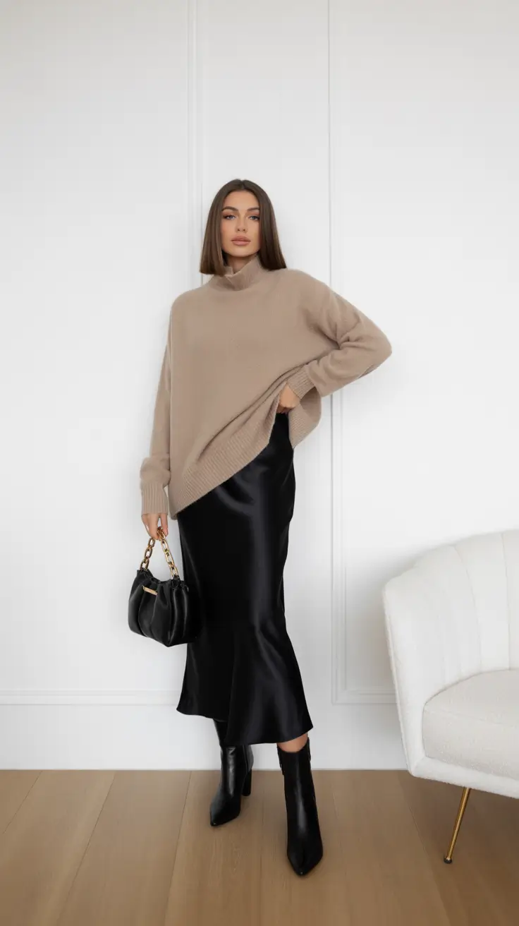 Stylish first date outfits 2026 Soft Knit Meets Silk