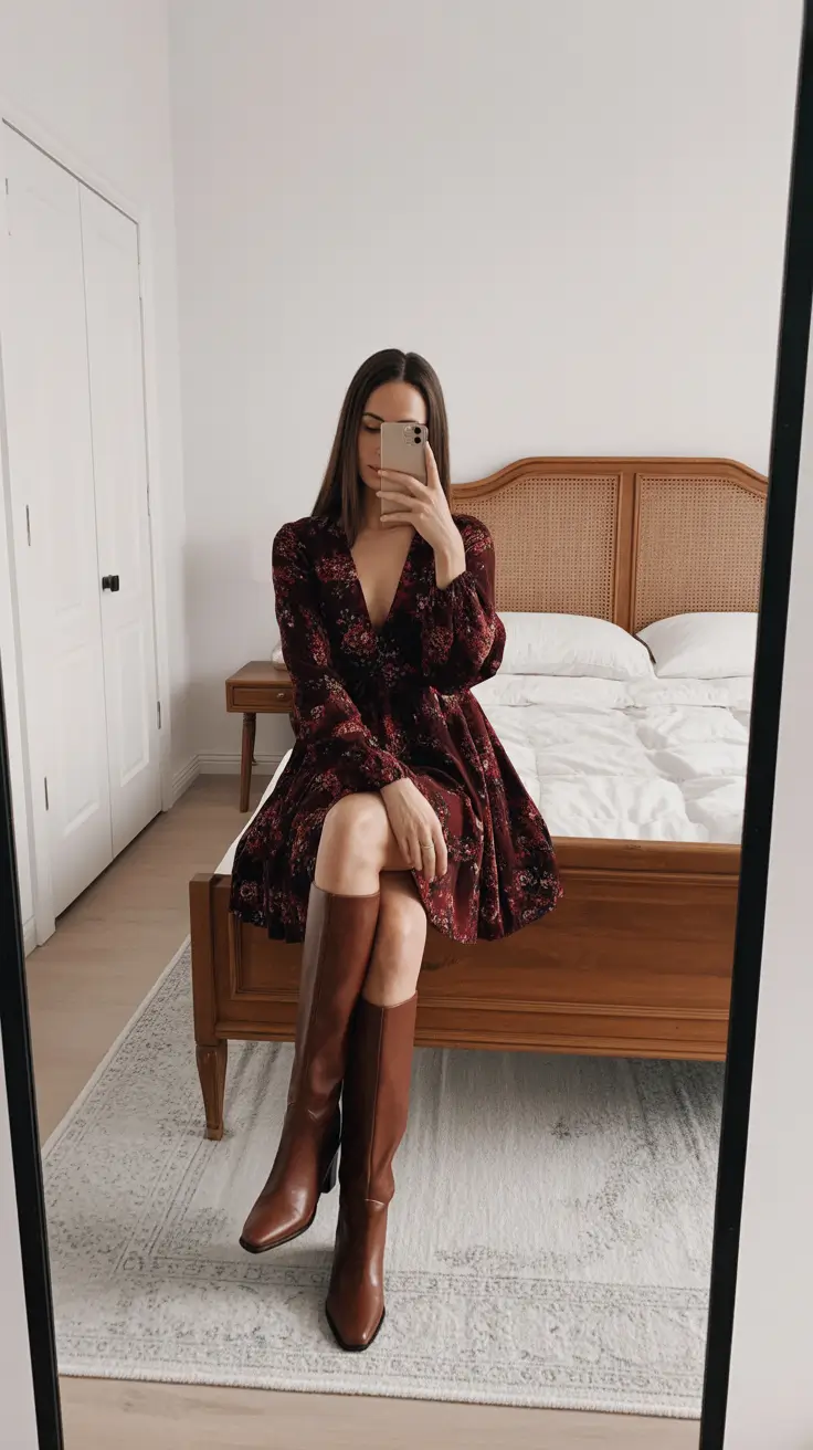 Stylish first date outfits 2026 Romantic Burgundy Bloom