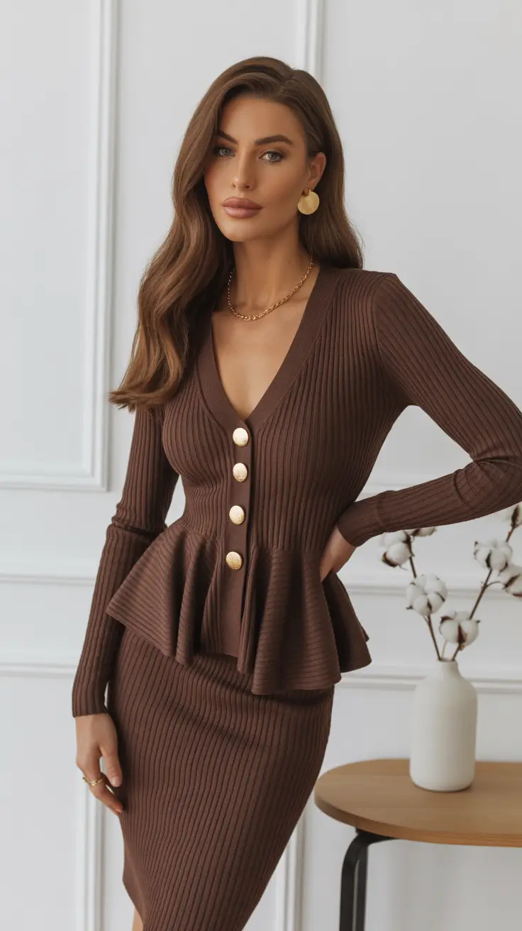 Stylish first date outfits 2026 Chocolate Luxe with Gold Accents