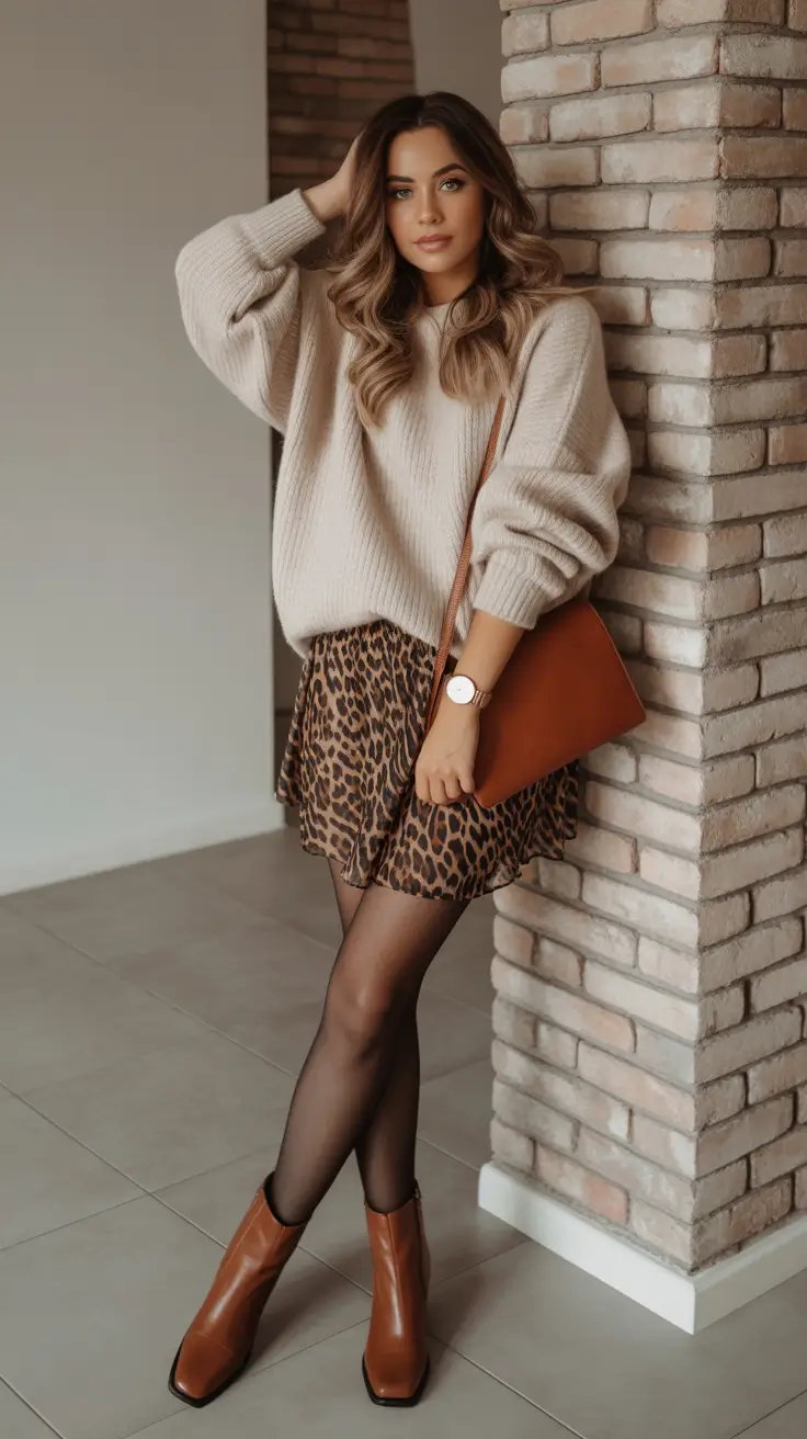 Stylish first date outfits 2026 Cozy Neutrals with Wild Touch