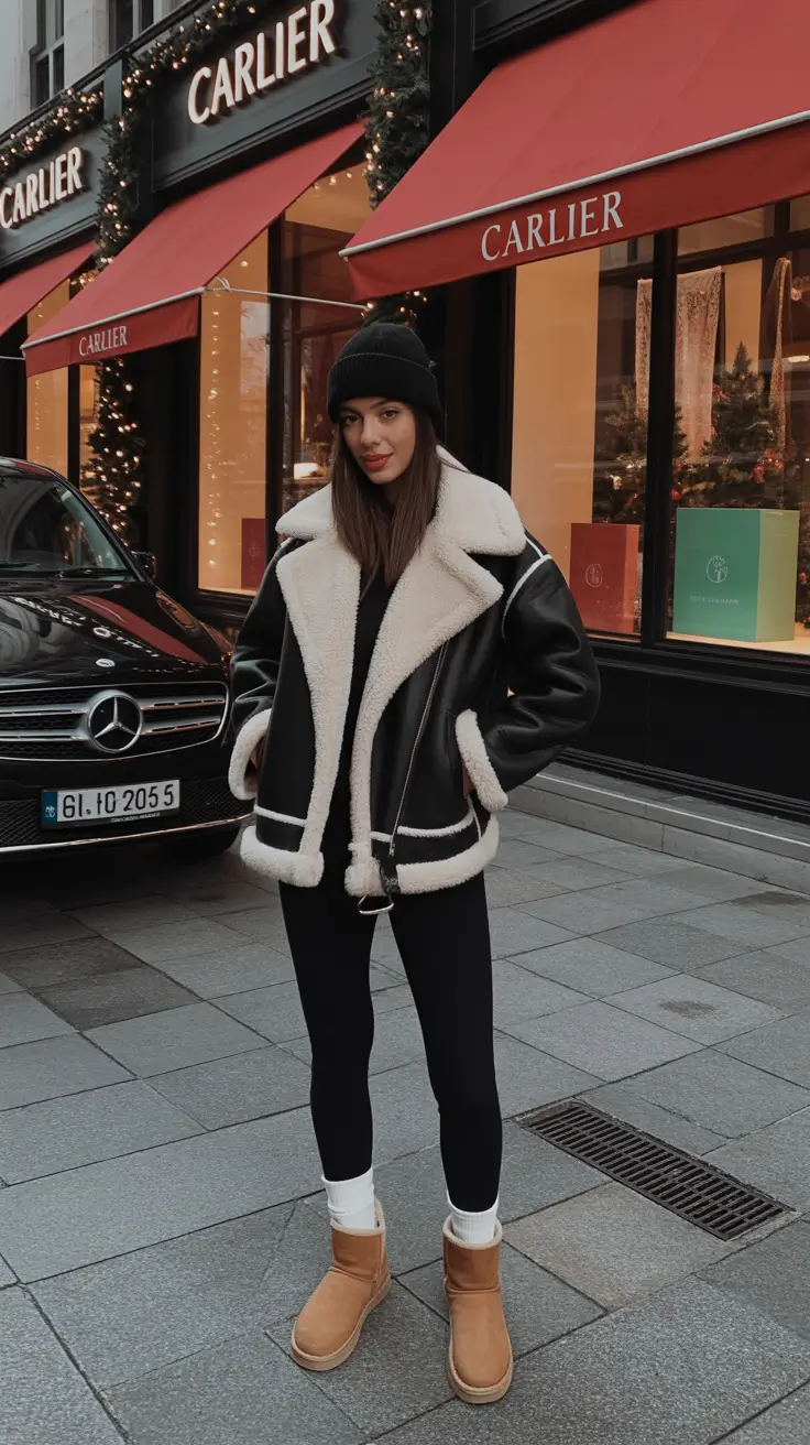 Stylish New York outfits 2026 Cozy Street Glam with a Holiday Twist