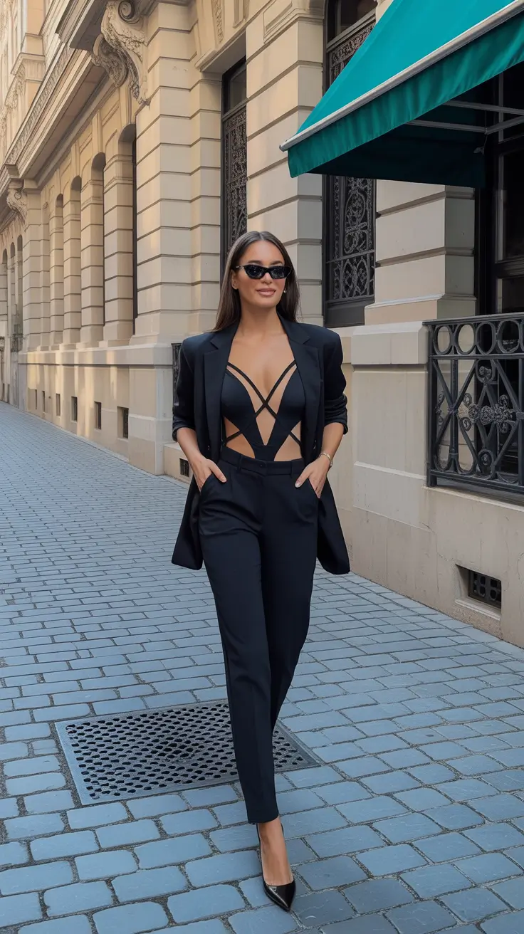 Stylish night out outfits 2026 Midnight Power Suit