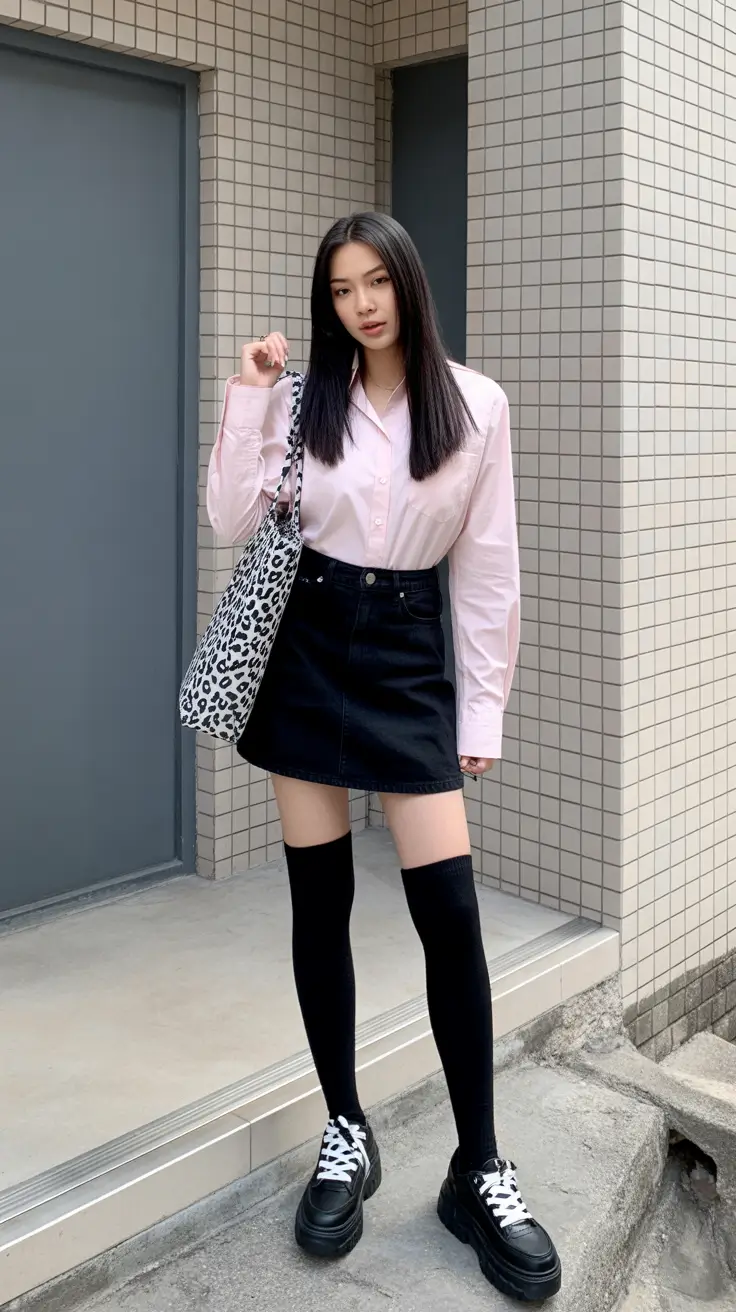 Stylish y2k outfits 2026 Soft Grunge in Pink and Black