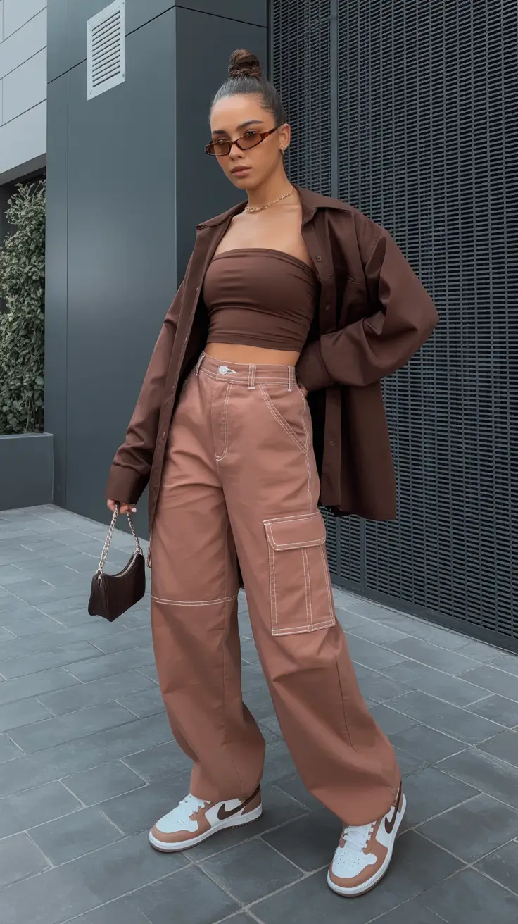 Stylish y2k outfits 2026 Monochrome Chocolate Mood