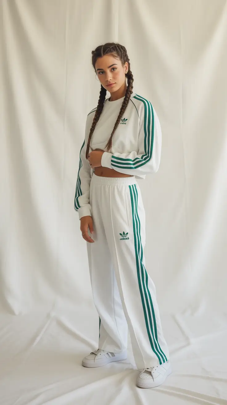 sweatpants outfits for women 2026 Sporty Whites & Green Lines
