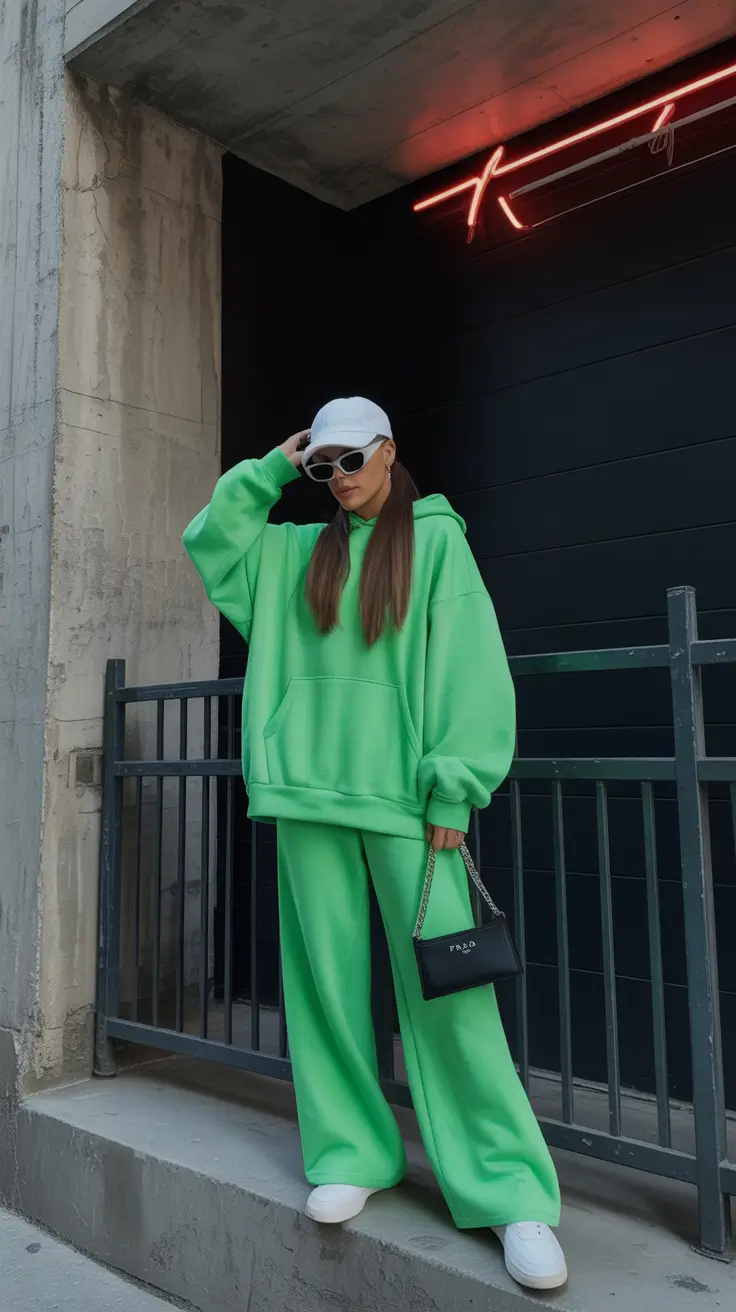 sweatpants outfits for women 2026 Neon Energy