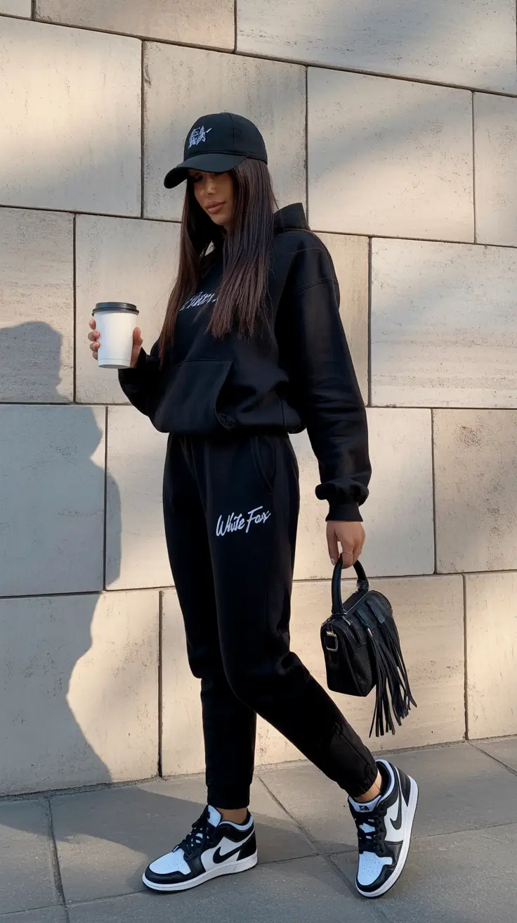 sweatpants outfits for women 2026 All-Black Power