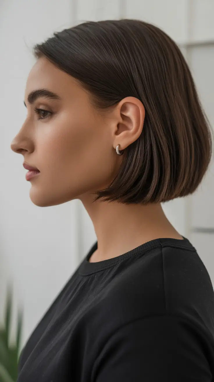 Top hair color trends 2026 Minimalist Brunette Bob