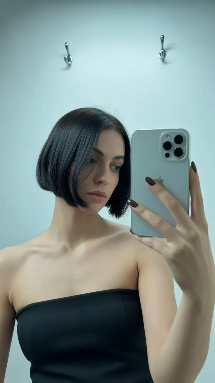 Top hair color trends 2026 Ink Black Bob
