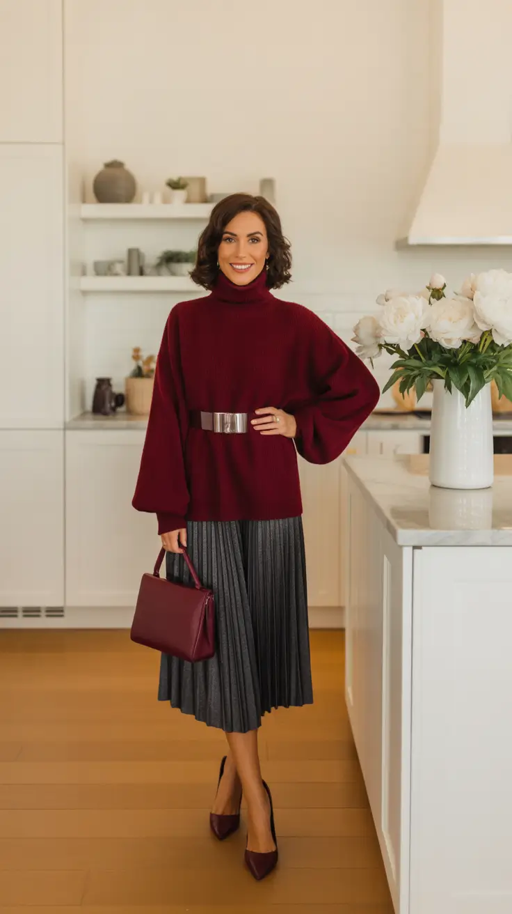 Trendy everyday outfits 2026 Wine and Wool Elegance