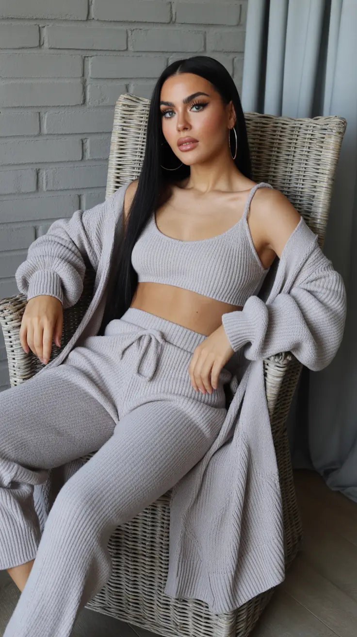 Trendy outfits for women 2026 cozy luxe knit set