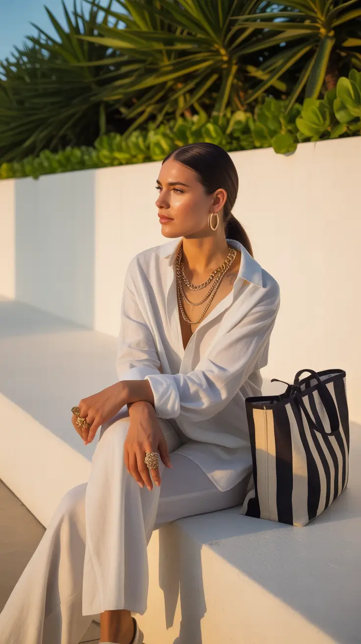 Vacation outfit ideas 2026 Golden Hour Whites