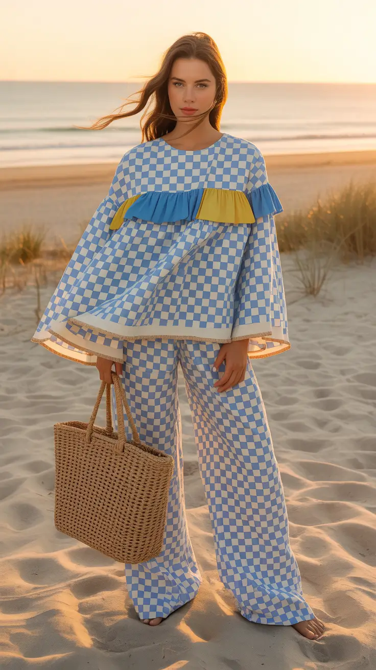 Vacation outfit ideas 2026 Seaside Checkmate