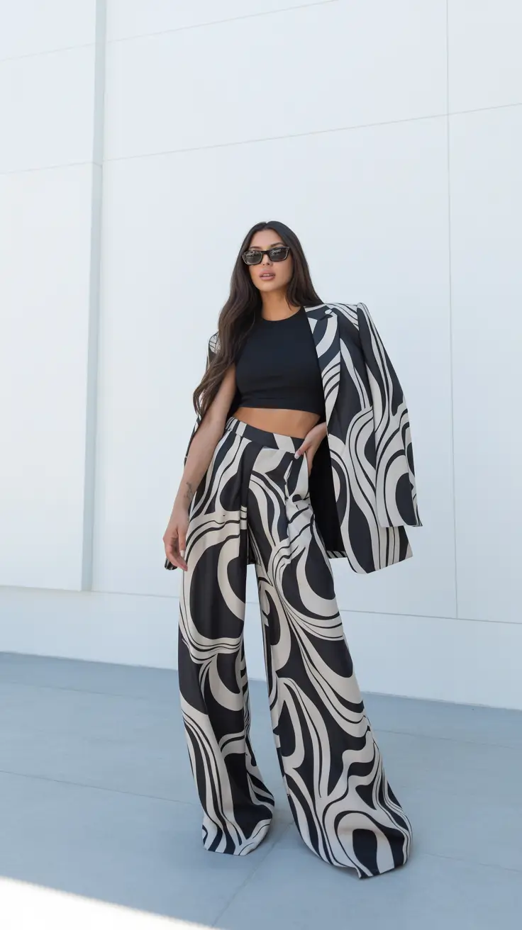 Vacation outfit ideas 2026 Monochrome Waves