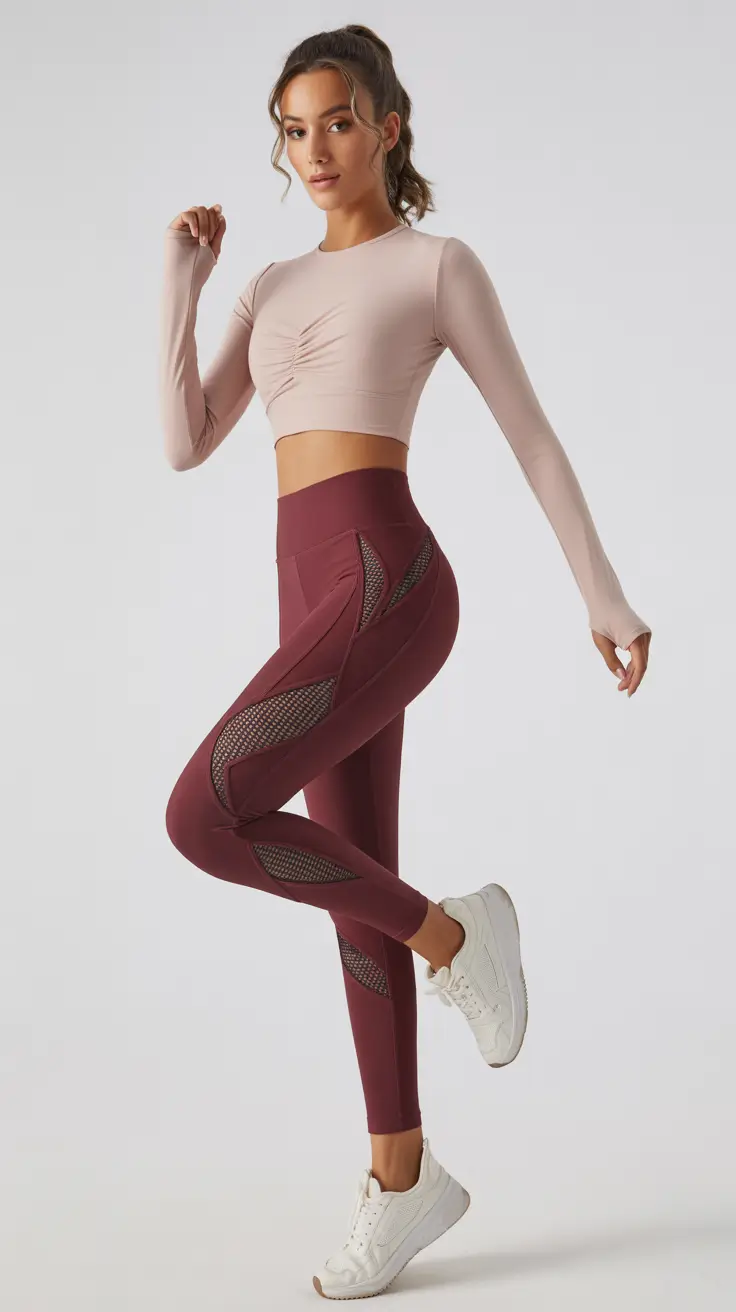 Workout outfits for women 2026 Rose and Wine Contrast