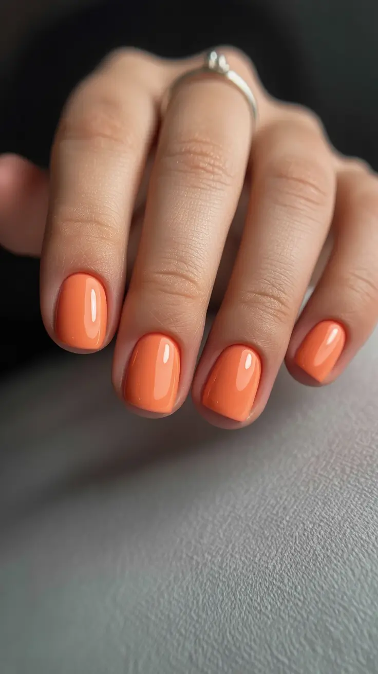 acrylic nail designs 2026 Short Orange Acrylic Nails