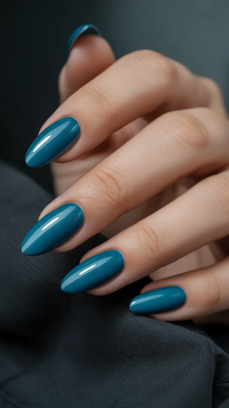 acrylic nail designs 2026 Metallic Teal Acrylic Nails