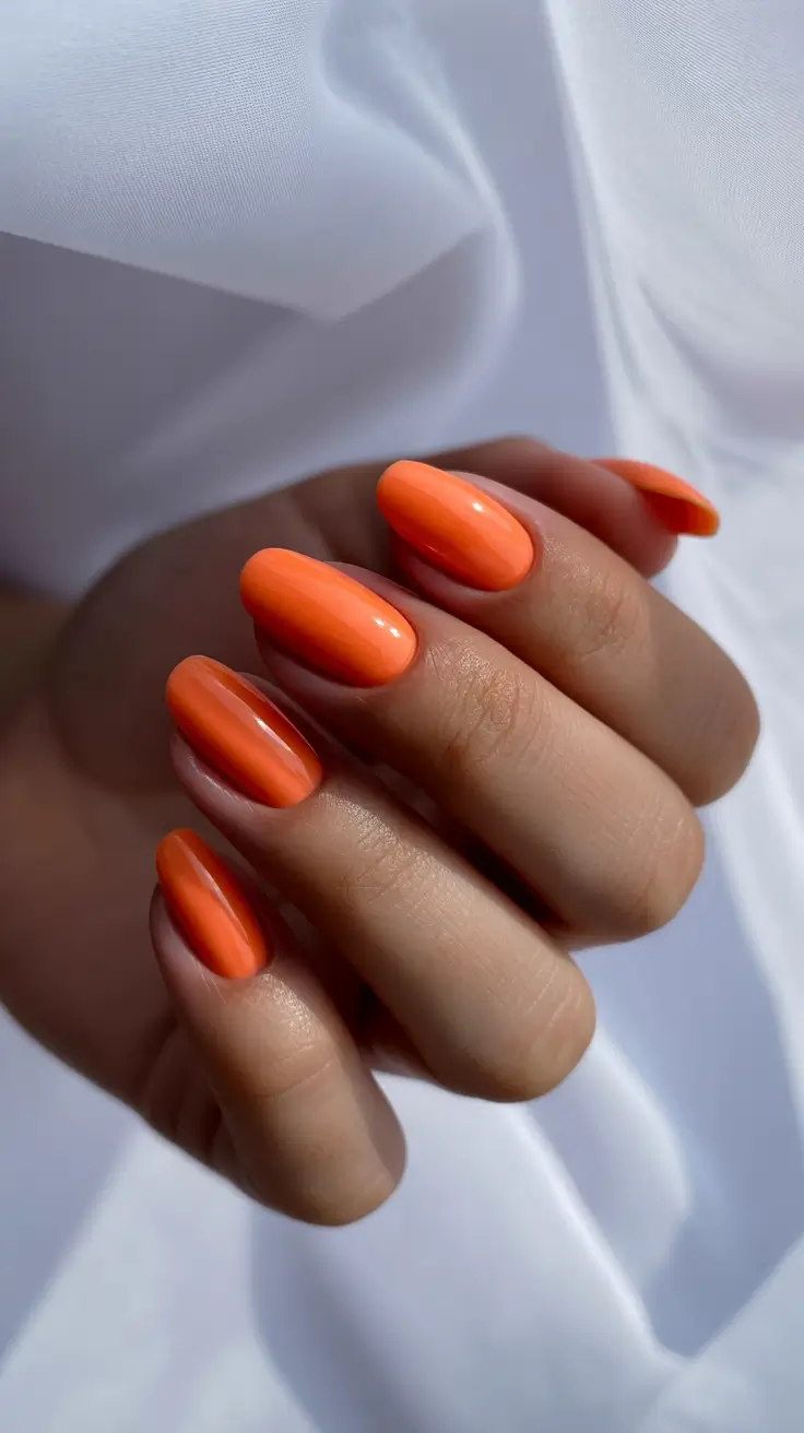 acrylic nail designs 2026 Bright Orange Summer Nails