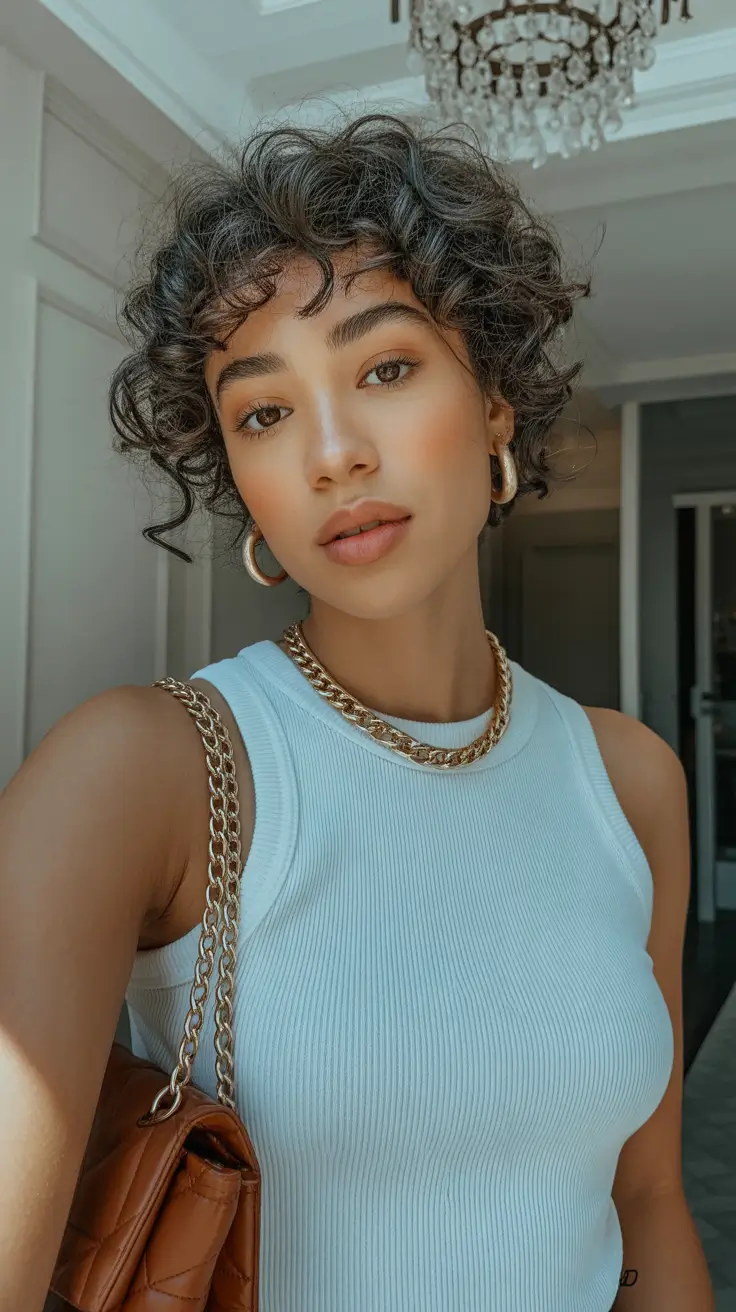 Best curly hairstyles 2026 Chic Short Curly Crop With Whispy Texture